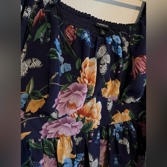 Torrid NEW Peplum Chiffon Floral Butterfly Garden Long Sleeve Blouse 2XL - Picture 6 of 13